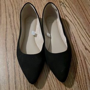 Black Suede Point Flat